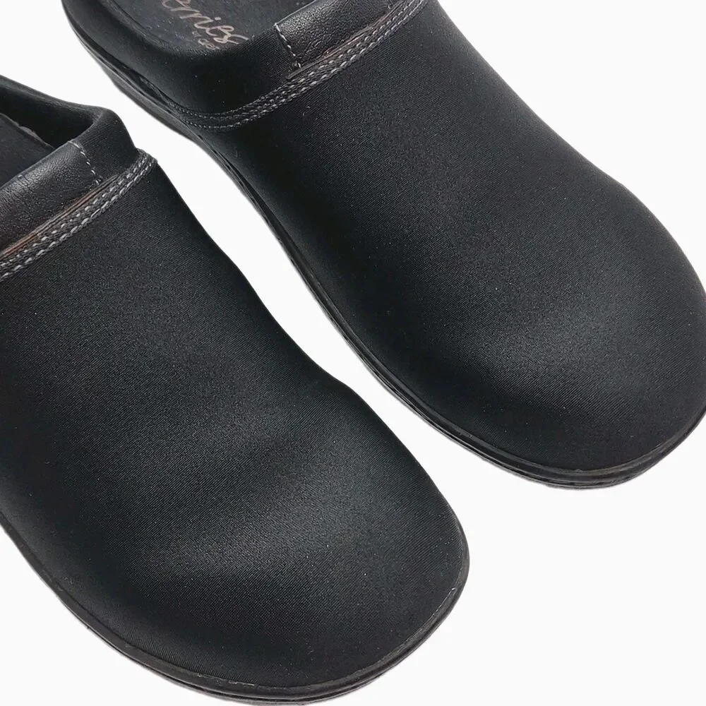 Aetrex Berries Shoe Clog Mule Women Sz 10 Black Fabric Slip-On Comfort